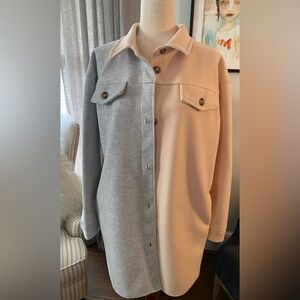 VIGOSS Two-Tone Cozy Button Front Long Jacket - L